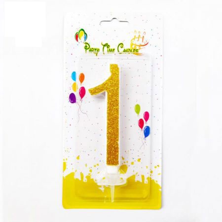 Gold Glittery Number Candle, Birthday Candle 0-9