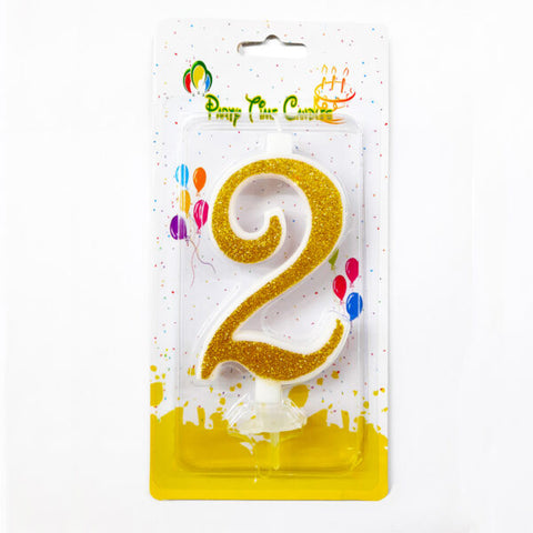 Gold Glittery Number Candle, Birthday Candle 0-9