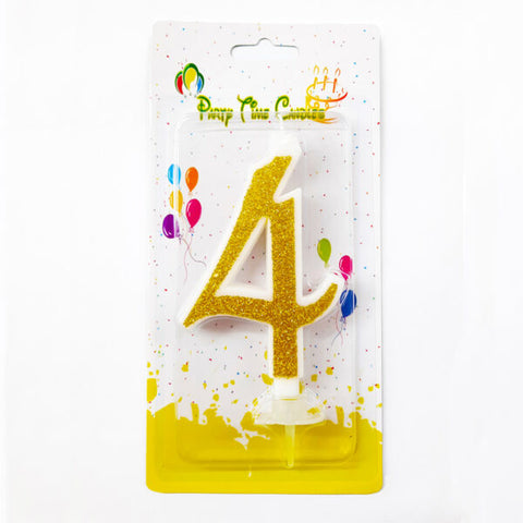 Gold Glittery Number Candle, Birthday Candle 0-9