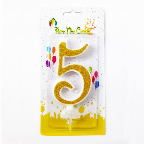 Gold Glittery Number Candle, Birthday Candle 0-9