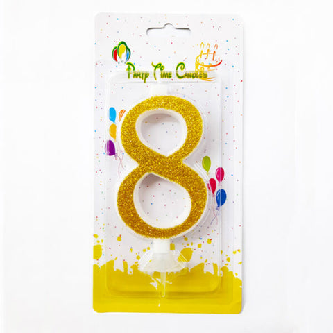 Gold Glittery Number Candle, Birthday Candle 0-9