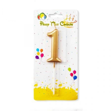 Gold Number Candle, Birthday Candle 0-9