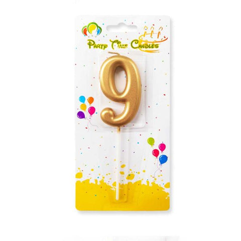 Gold Number Candle, Birthday Candle 0-9