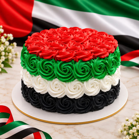 UAE Flag Colored Flower Cake
