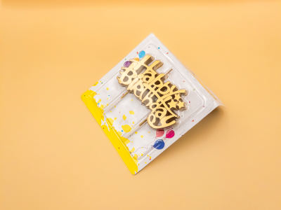 Golden Happy Birthday Candle