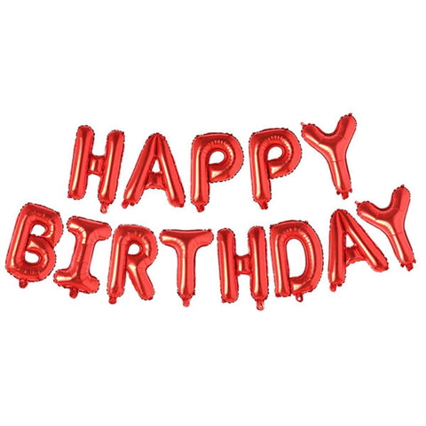 Air-Filled 16″ Happy Birthday Foil Balloon Banner Set – Red